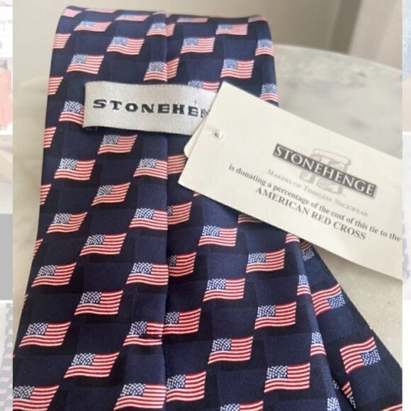 Men’s American Flag Mercia America Tie Stonehenge - Picture 2 of 4